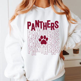 Panthers Repeat With Paw Sweatshirt - Prairie Point Elementary - Limeberry Designs