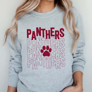 Panthers Repeat With Paw Sweatshirt - Prairie Point Elementary - Limeberry Designs