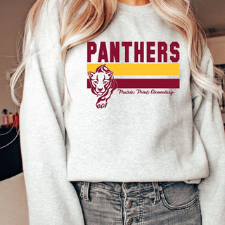 Panthers Stripe With Panther Sweatshirt - Prairie Point Elementary - Limeberry Designs