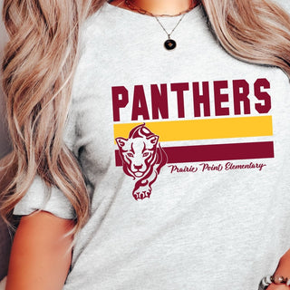 Panthers Stripe With Panther Tee - Prairie Point Elementary - Limeberry Designs