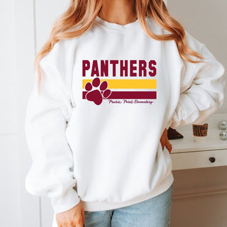 Panthers Stripe With Paw Sweatshirt - Prairie Point Elementary - Limeberry Designs