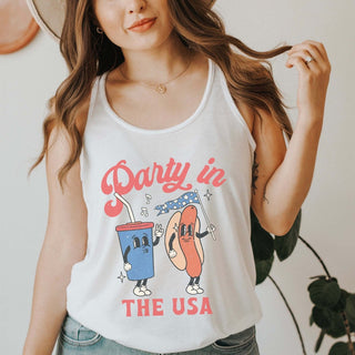 Party In The USA Hotdog Bella Flowy Tank - Limeberry Designs