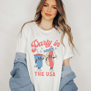 Party in the USA Hotdog Bella Graphic Tee - Limeberry Designs