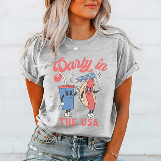 Party in the USA Hotdog Bella Graphic Tee - Limeberry Designs