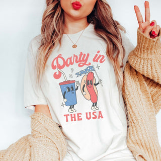 Party in the USA Hotdog Bella Graphic Tee - Limeberry Designs