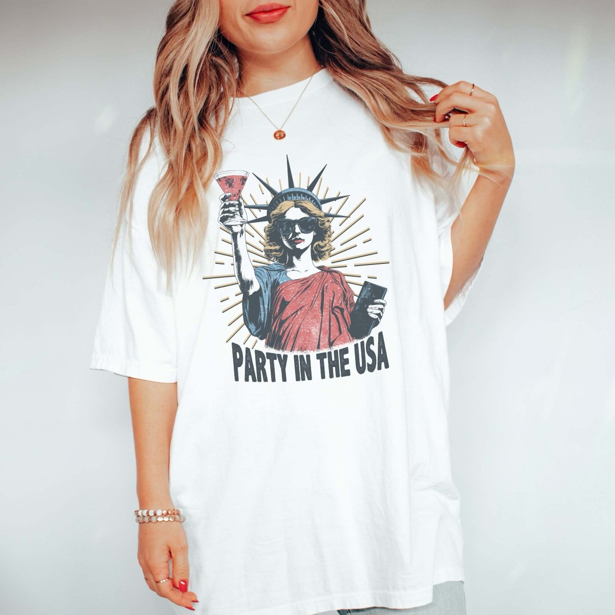 Party In The USA Statue of Liberty Comfort Color Wholesale Tee - Fast Shipping - Limeberry Designs
