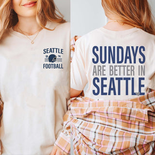 Sundays Are Better In Seattle Bella Graphic Tee With Front And Back Design