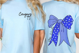 Personalized Large Bow Comfort Color Tee With Front And Back Design - Limeberry Designs