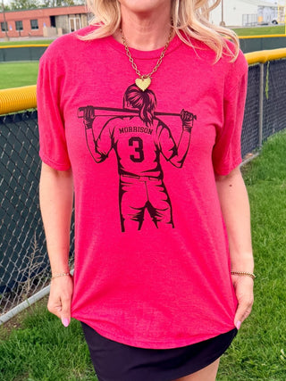 Personalized Softball Player Bella Graphic Tee - Limeberry Designs