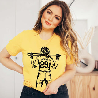 Personalized Softball Player Bella Graphic Tee - Limeberry Designs