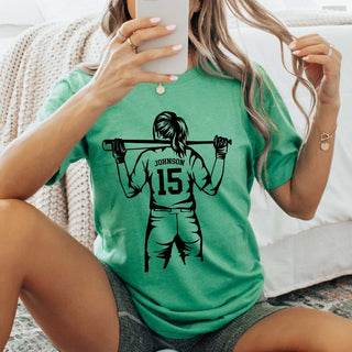 Personalized Softball Player Bella Graphic Tee - Limeberry Designs