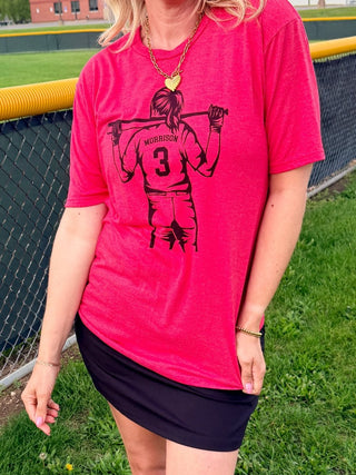Personalized Softball Player Bella Graphic Tee - Limeberry Designs