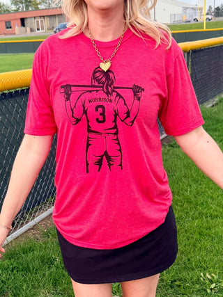 Personalized Softball Player Bella Graphic Tee - Limeberry Designs
