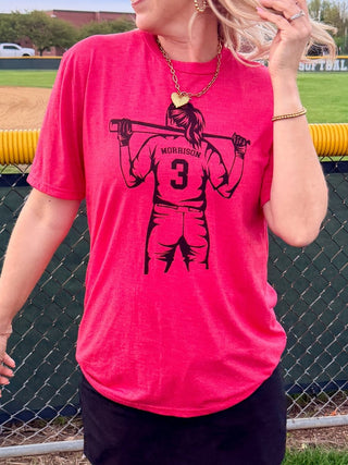 Personalized Softball Player Bella Graphic Tee - Limeberry Designs