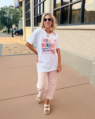 Personalized Teacher Name and School with Stripes Bella Graphic Tee - Limeberry Designs
