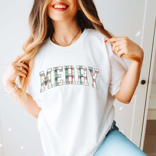 Plaid Merry Bella Graphic Tee - Limeberry Designs