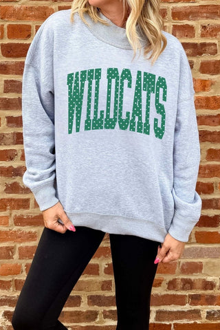 Plainfield Central Wildcats Polka Dot Mockneck Sweatshirt - Limeberry Designs