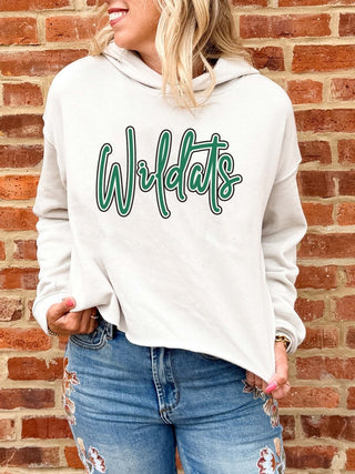 Plainfield Central Wildcats Script Mascot Raw Edge Hoodie - Limeberry Designs
