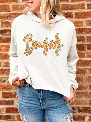 Plainfield East Bengals Script Mascot Raw Edge Hoodie - Limeberry Designs