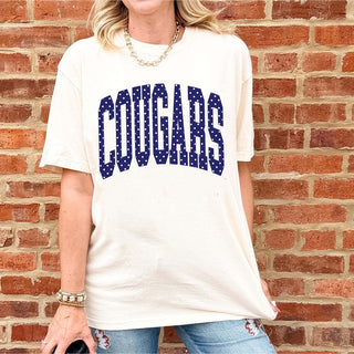 Plainfield South Cougars Polka Dot Comfort Colors Tee - Limeberry Designs
