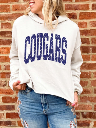 Plainfield South Cougars Polka Dot Raw Edge Hoodie - Limeberry Designs