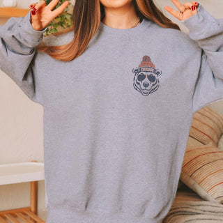 Pocket Bear With Beanie – Good Better Best Back Sweatshirt - Limeberry Designs