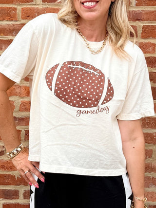 Polka Dot Football Gameday Boxy Comfort Color Tee - Limeberry Designs