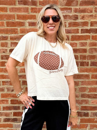 Polka Dot Football Gameday Boxy Comfort Color Tee - Limeberry Designs