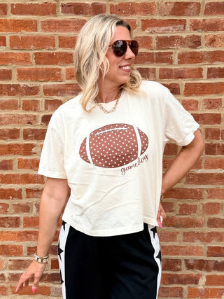 Polka Dot Football Gameday Boxy Comfort Color Tee - Limeberry Designs