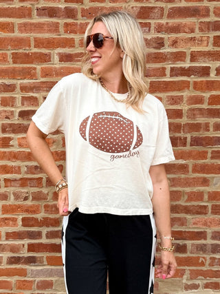 Polka Dot Football Gameday Boxy Comfort Color Tee - Limeberry Designs