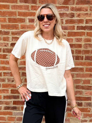 Polka Dot Football Gameday Boxy Comfort Color Tee - Limeberry Designs