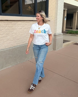 Polka Dot Teach Boxy Comfort Color Graphic Tee - Limeberry Designs