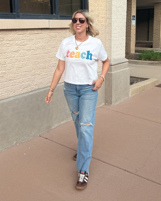 Polka Dot Teach Boxy Comfort Color Graphic Tee - Limeberry Designs