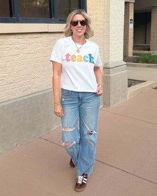 Polka Dot Teach Boxy Comfort Color Graphic Tee - Limeberry Designs