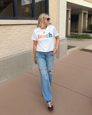 Polka Dot Teach Boxy Comfort Color Graphic Tee - Limeberry Designs