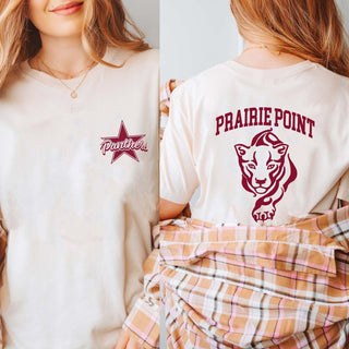 Prairie Point Walking Panther Front & Back Tee - Prairie Point Elementary - Limeberry Designs