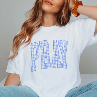 Pray Plaid Comfort Color Graphic Tee - Limeberry Designs