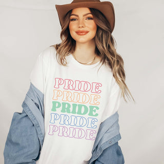 Pride Rainbow Repeat Graphic Wholesale Tee - Fast Shipping - Limeberry Designs