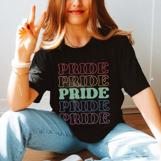 Pride Rainbow Repeat Graphic Wholesale Tee - Fast Shipping - Limeberry Designs