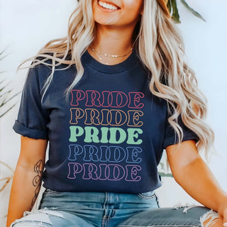 Pride Rainbow Repeat Graphic Wholesale Tee - Fast Shipping - Limeberry Designs