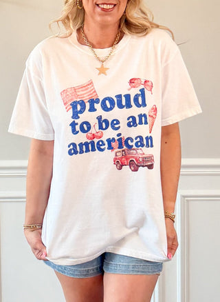 Proud To Be An American Graphic Comfort Color Tee - Limeberry Designs
