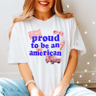Proud To Be An American Wholesale Graphic Comfort Color Tee - Limeberry Wholesale