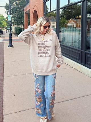Pumpkin Cider Fall List Premium Sueded Sweatshirt - Limeberry Designs