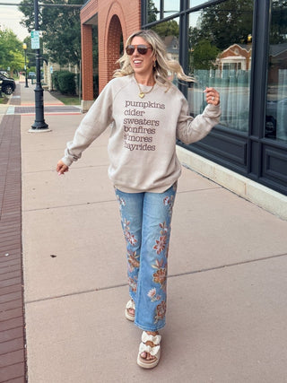 Pumpkin Cider Fall List Premium Sueded Sweatshirt - Limeberry Designs