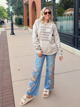Pumpkin Cider Fall List Premium Sueded Sweatshirt - Limeberry Designs
