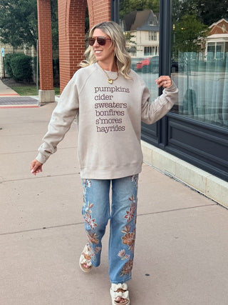 Pumpkin Cider Fall List Premium Sueded Sweatshirt - Limeberry Designs