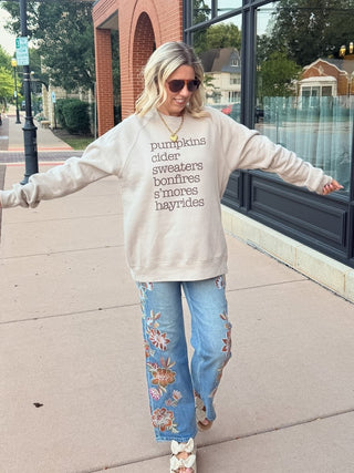 Pumpkin Cider Fall List Premium Sueded Sweatshirt - Limeberry Designs