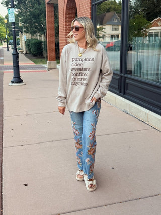 Pumpkin Cider Fall List Premium Sueded Sweatshirt - Limeberry Designs