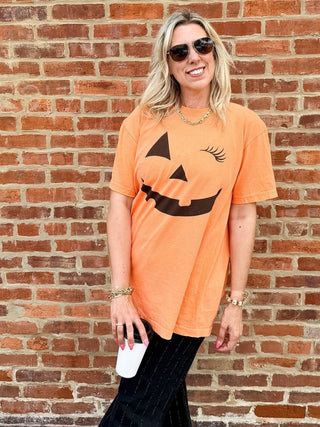 Pumpkin Face Comfort Color Tee - Limeberry Designs