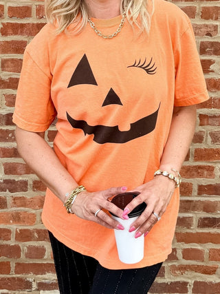Pumpkin Face Comfort Color Tee - Limeberry Designs